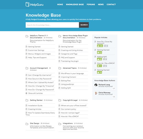 HelpGuru - A Self-Service Knowledge Base WordPress Theme