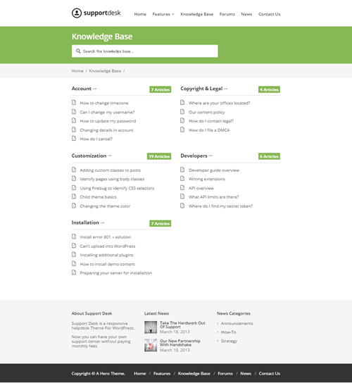 Support Desk - A Responsive Helpdesk Theme