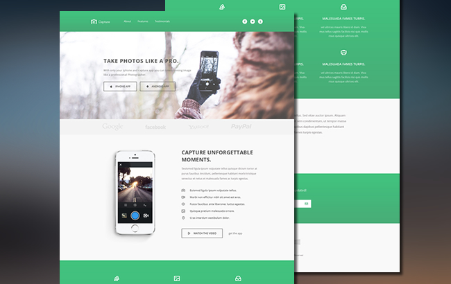 Capture – Free Responsive Bootstrap App Landing Page Theme