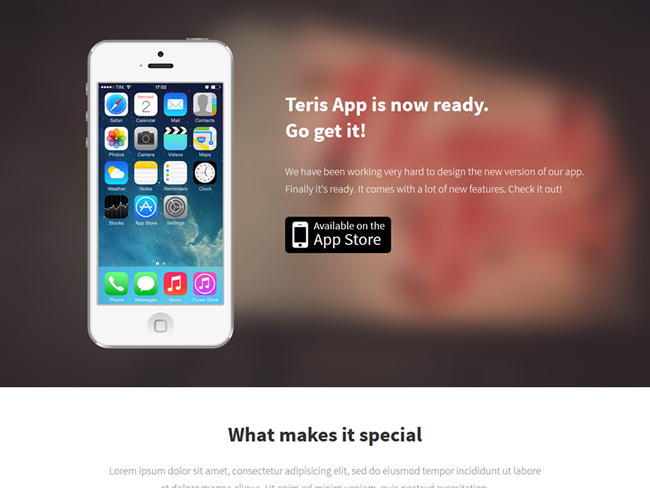 Teris Bootstrap iPhone App Landing Page