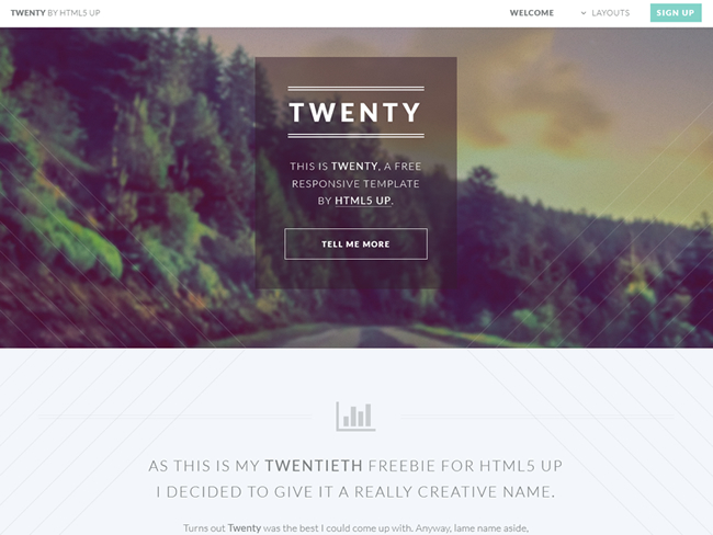 Twenty – Free Responsive Multipage HTML5 Website