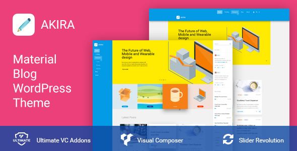 Akira - Material Design Blog & Shop WordPress Theme