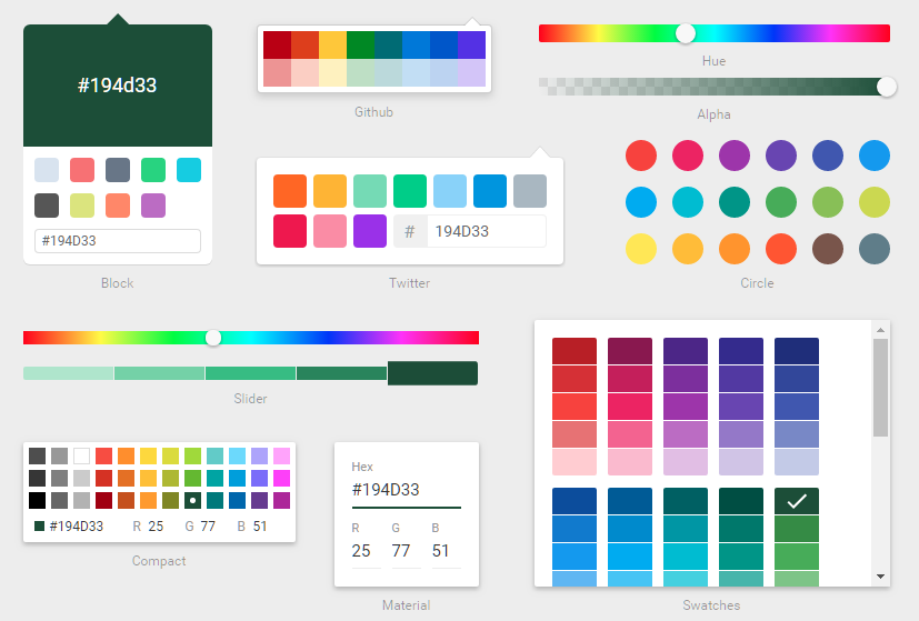 カラーピッカーライブラリ「React Color」